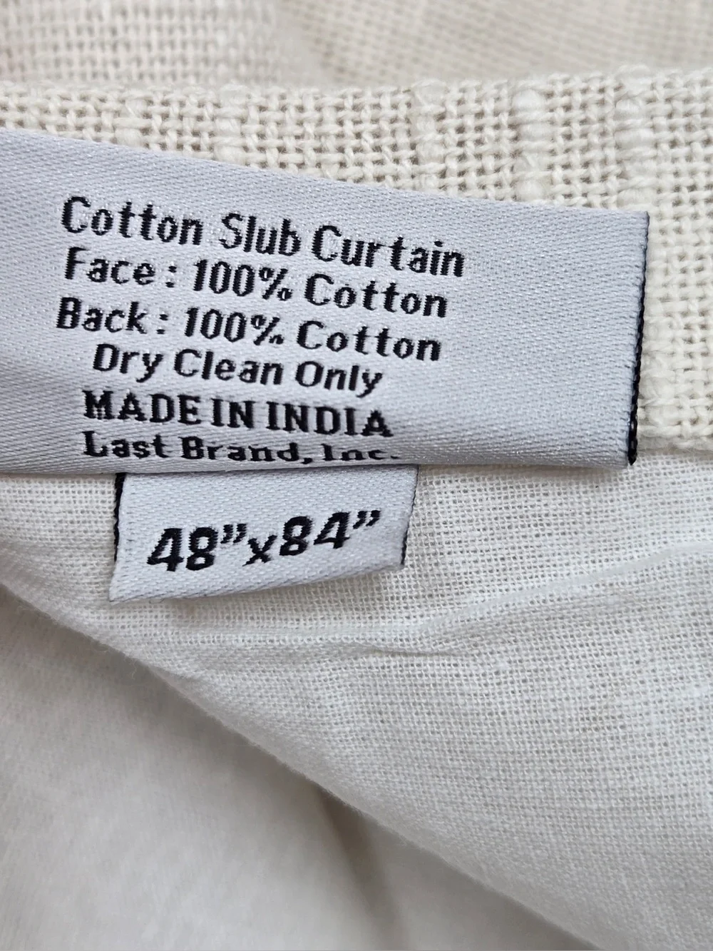 NWT QUINCE Set Of 2 48x84 Cotton Slub Curtains Natural 0863